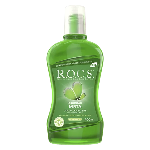 Ополаскиватель для полости рта Rocs Двойная мята, 400 мл, Россия
